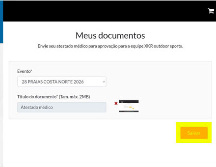 Documento anexado e botão Salvar